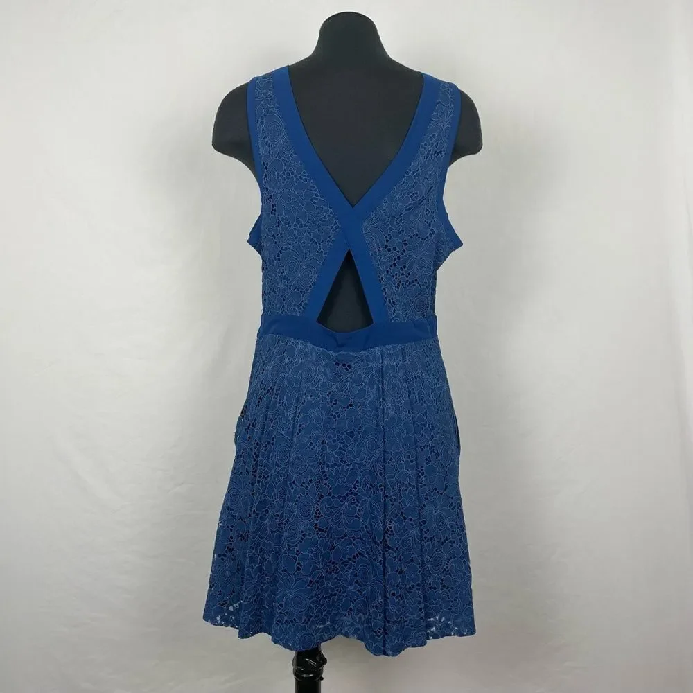 Free People Blue Lace Eyelet Mini A-Line Dress - Women’s‎ M